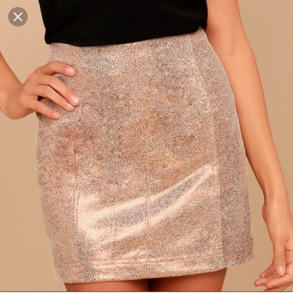 Free People Femme Metallic Rose Gold Skirt
